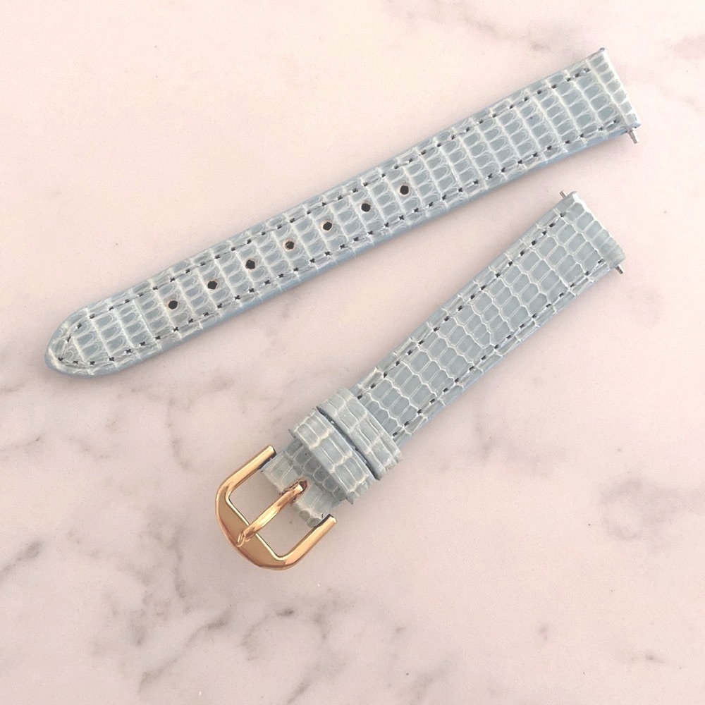 NIB Stuller Ladies Light Blue Genuine Lizard Watch Band (14mm)